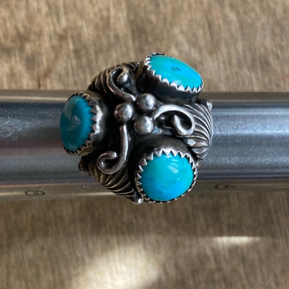 A Mc (stamped) Navajo triple turquoise